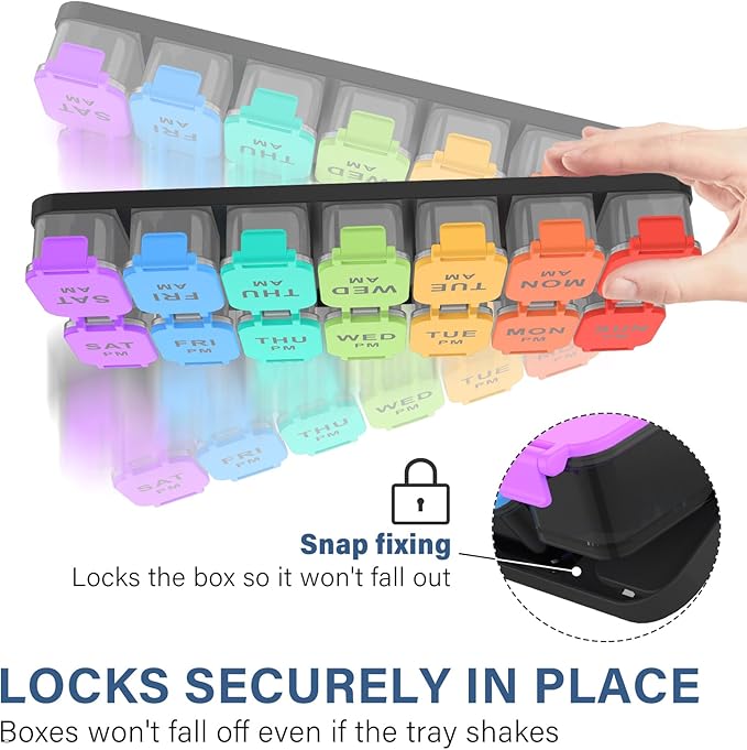 Extra Large Weekly Pill Organizer - 7 Day AM/PM Pill Box, Twice a Day XL Pill Container for Vitamins and Supplements, Airtight & Detachable Design, Ideal for Daily Medication Management