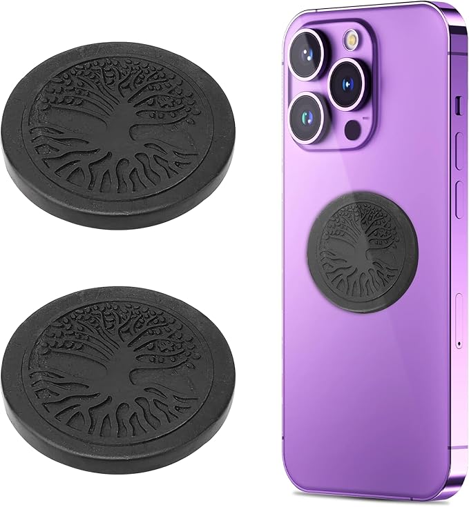 2 Pcs Shungite Neutralizer Sticker for Cell Phone 30 mm/ 1.18 Inch Shungite Stones Plate for Tablet Laptop Computer-Tree of Life