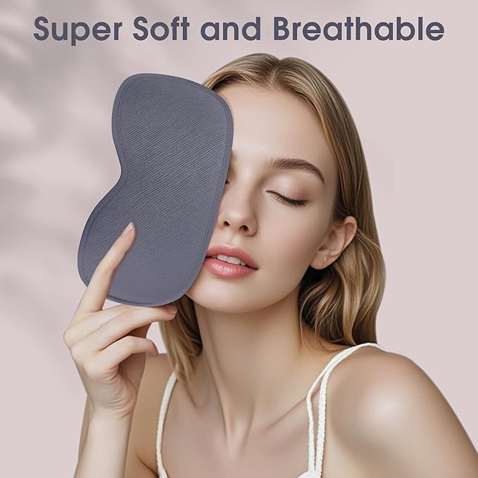3D Sleep Mask for Side Sleepers Men & Women - Zero Pressure Eye Mask, Blackout Sleeping Mask with Soft Lycra Cotton, Light Blocking Blindfold for Travel, Nap & Night Sleep (Gray)
