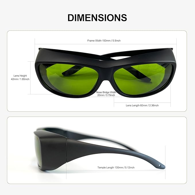800-1100nm 1000-1090nm OD7+CE Laser Safety Goggles Laser Safety Glasses for IPL & Fiber Laser - Certified Protective Goggles for Hair Removal & Industrial Use (1-Pack) - UV/IR Protection