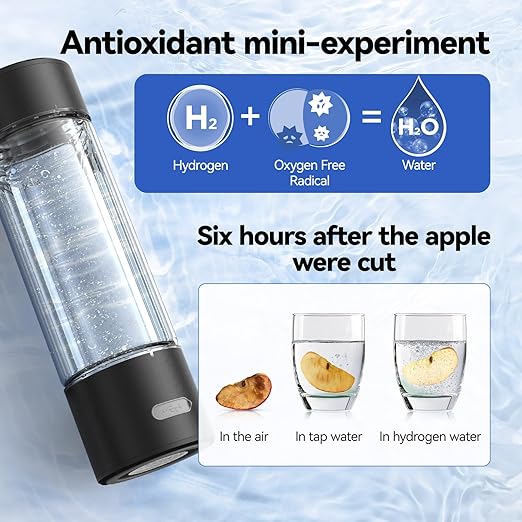 Hydrogen Water Bottle, 2200PPB in 3 Mins Hydrogen Water Generator, SPE PEM Technology, 14oz Portable Hydro Water Machine for Home, Travel, Gym | Best Health Gift for Family & Friends