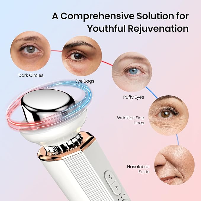 Radiant Renewal Skincare Wand – HD-44 Face & Eye Massager for Depuffing, Dark Circles, and Glowing Skin | Heat & Cooling Therapy, Facial Roller, Eye Care Tool for Women