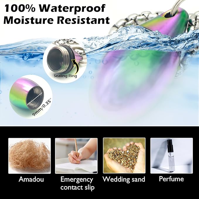 Pill Holder Necklace Nitro Pill Case Titanium Pill Container Necklace for Men Women Christmas Gifts Stocking Stuffers Waterproof Pill Holder Emergency Aspirin Small Pill Box W/Chain Tiny Fob
