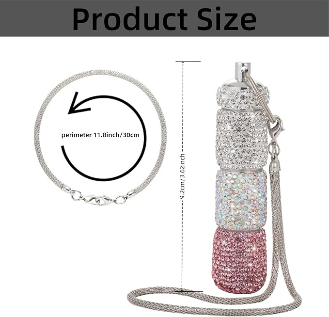 3 Compartment Small Pill Holder Keychain Bling Pill Container with Key Chain Travel Pill Organizer Medicine Box for Women (White+AB+Pink)