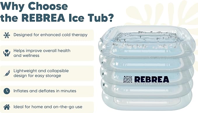 Inflatable Ice Bath Tub -Large Clear See Through -Ice Plunge Tub for Cold Water Therapy - Portable Cold Plunge Tub - Indoor & Outdoor - Inflatable Tub for Adults - Ice Tub for Athletes