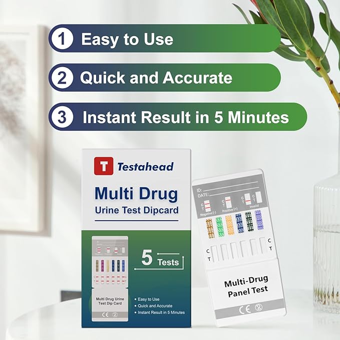 Drug Test Kit 5 Pack, Home Drug Tests, 6 Panel Drug Test Urine, Tests for Marijuana (THC),COC,OPI 2000,AMP,BZO,MET