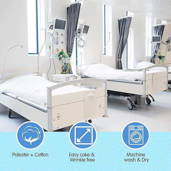 Moukeren 6 Pcs Hospital Bed Sheets Set Deep Pocket Fitted Sheet 36 with Elastic All Around Easy Care Knitted Jersey for Home/Nursing Home (White)