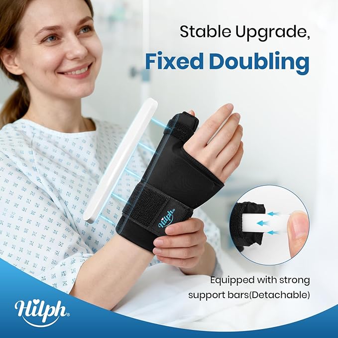 Hilph Thumb Wrist Ice Pack Wrap for Carpal Tunnel & Tenosynovitis with Thumb Splint Support, Soft Gel Wrist Ice Sleeve for Hand Hot Cold Therapy, Arthritis, Tendonitis, Mommy Wrist, Sports Injuries