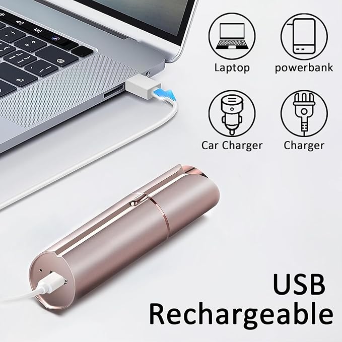 Facial Hair Removal for Women, Electric Painless Facial Hair Remover for Face, Lip, Chin with USB Rechargeable,Gold(Device Only)