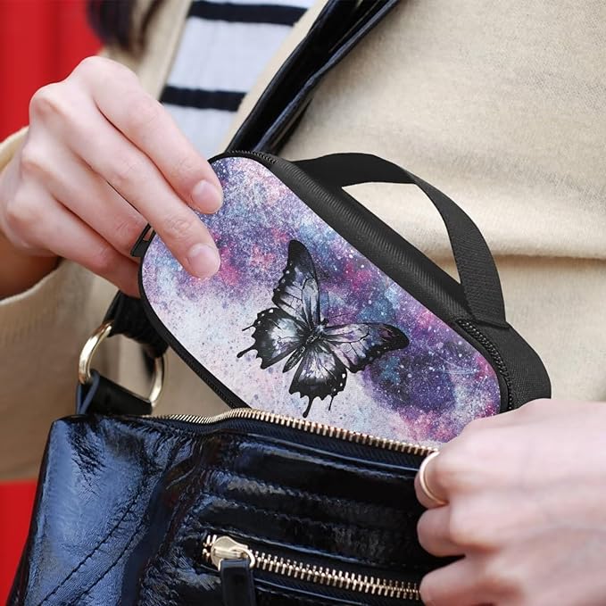 Galaxy Butterfly Insulin Cooler Travel Case with Side Handle Diabetic Insulated Organizer Portable Cooling Bag for Insulin Pen and Medication Diabetic Supplies