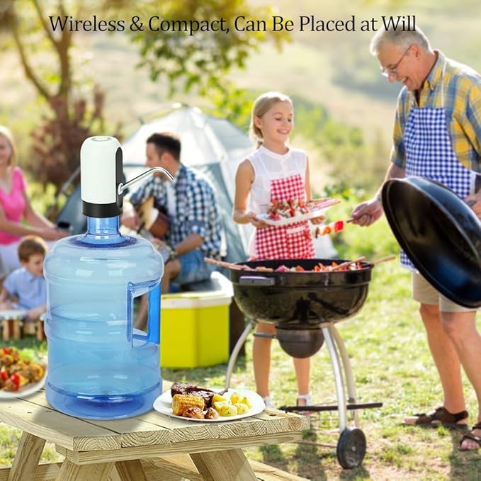 Water Pump for 5 Gallon Jug, CHIVENIDO Drinking Water Pump Water Jug Dispenser USB Charging Water Dispenser with Non Spill Caps for Universal 2-5 Gallon Bottle