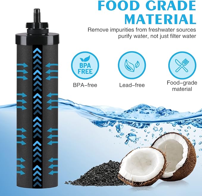 Water Filter Replacement for Water Filter, Black Activated Carbon Filters and 2 Fluoride Filters Compatible with Big, Light, Imperial, Travel, Crown and Royal Series
