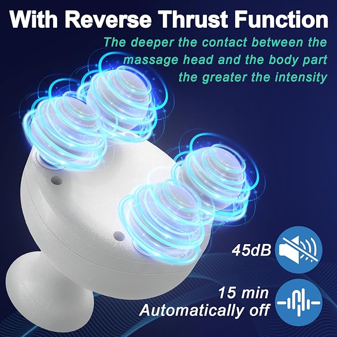 DEITY 4 Heads Handheld Massage Gun Deep Tissue, Electric Body Massager, Percussion Muscle Massager for Easing Shoulder and Back Tension, with Reverse Thrust Function