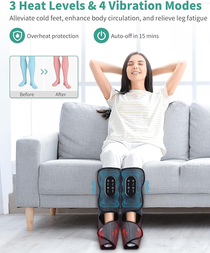 Medcursor Cordless Foot and Leg Massager with Heat, Rechargeable Leg Massager for Circulation and Pain Relief After Exercise, Portable Massager Boots for Home Office Gym Use