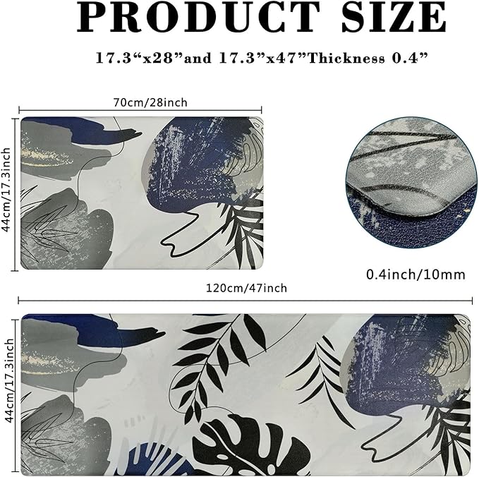 Homcomoda Kitchen Rugs and Mats Non Skid Anti Fatigue Kitchen Mats for Floor 2 Piece Boho Cushioned Kitchen Rugs Waterproof Comfort Standing Mat for Kitchen Sink Office Laundry