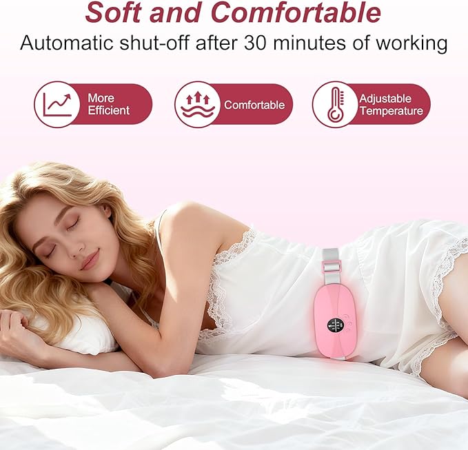 Portable Heating Pad, 5s Fast Heating, 3 Heat Levels and 3 Massage Modes, Heating Pad for Period Cramps for Women and Girls(Pink)