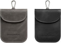 Faraday Key Fob Protector - Real Leather Premium Signal Blocking Pouches - RFID Blocking Car Key Security Shield
