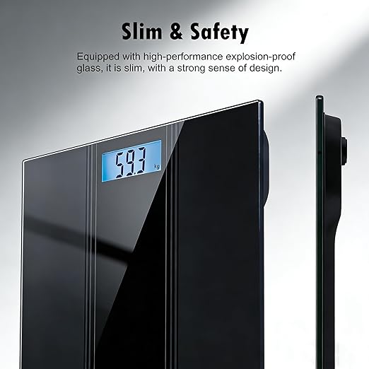 NUTRI FIT Scale for Body Weight Digital Bathroom Scale, Highly Accurate Electronic Weighing Machine for People, LCD Backlit Display, Large Size for Safe Home Use, 400 lbs