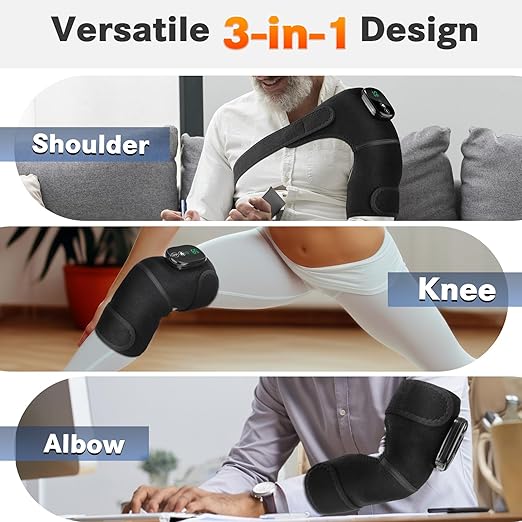 Portable Knee Massager for Pain Relief, Knee Heating Pad for Knee Pain, Knee Massager with Heat, Heated Knee Massager, Newly 4 Powerful Motors, 5 Heats and 5 Massage Modes