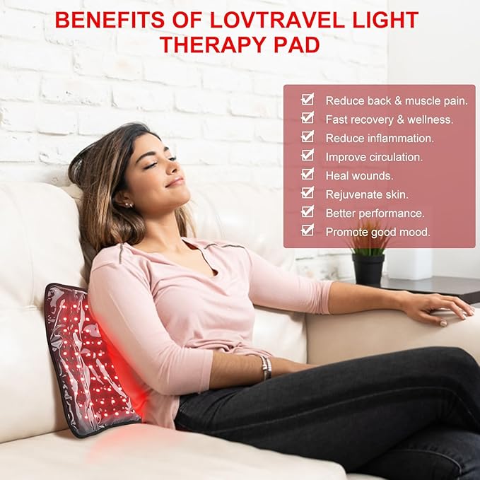 LOVTRAVEL 660nm LED Red Light Therapy for Body 21''x13.7'' and 850nm Near Infrared Light Therapy Devices Large Pads Belt Wearable Wrap for Leg Thigh Knee Belly Back Waist Pain Relief