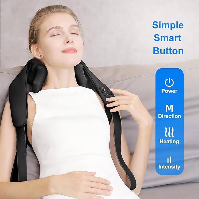Neck Massager for Pain Relief Deep Tissue, Cordless Neck and Back Massager with Heat, Shiatsu 6D Kneading Massage for Shoulder, Back,Leg,Pain Relief, Gifts for Dad Mom Friend Christmas
