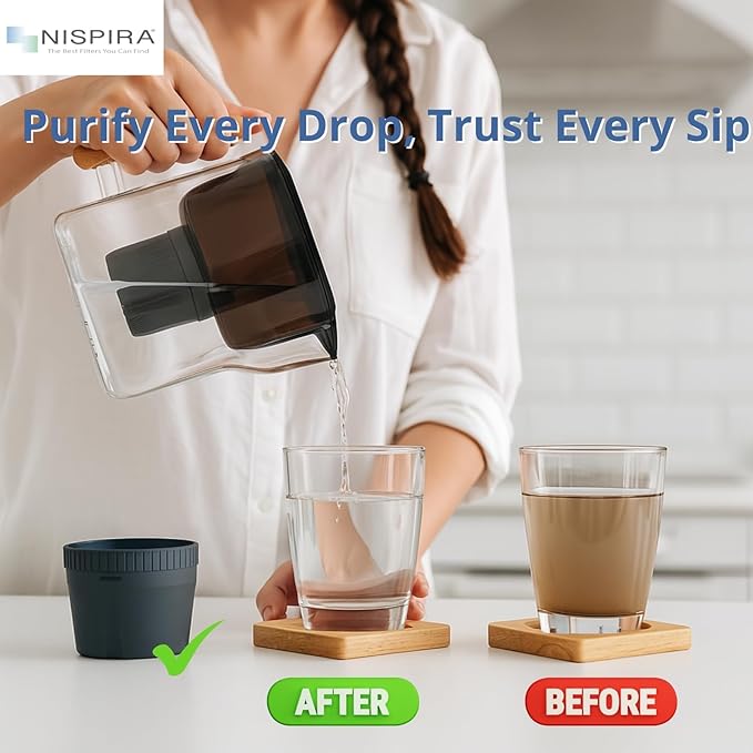 Nispira Water Pitcher Filter Replacement for Epic Nano Pitcher Removes Chlorine, Lead, Odor and More 150 Gallon, 1 Pack
