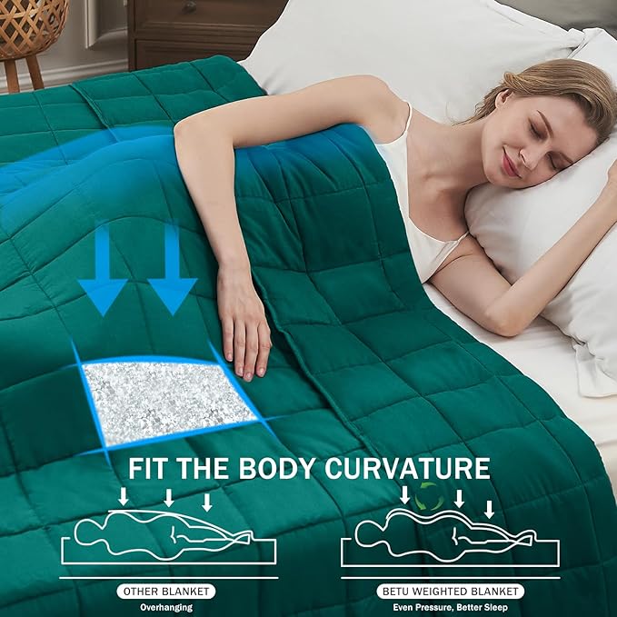 Green Weighted Blanket for Adults 12lbs, 60"x80", Queen Size Cooling Heavy Throw Blanket for 110-130lbs, Microfiber Soft Thick Big Blankets Weighted Comforter Breathable Gift for Sleeping