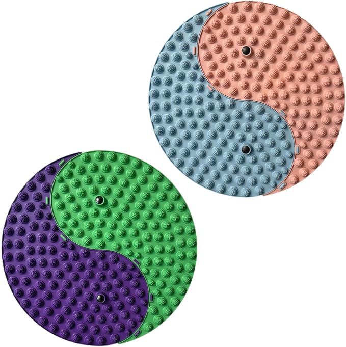 Yinyang Balance Foot Massage Mat 2 Pack, Tai ji Bagua Pattern with Magnetic Therapy, Custom Color Acupressure Reflexology Mat for Daily Relaxation, Detachable Design Fits Yoga/Office/Home Use