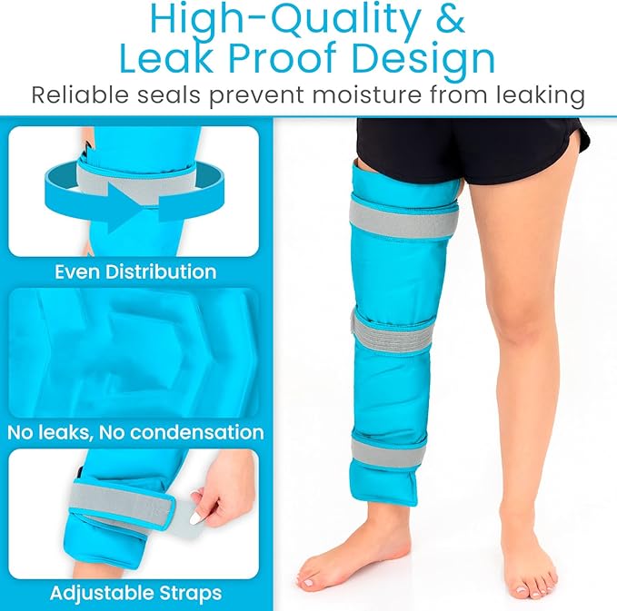 Arctic Flex Full Leg Ice Pack Wrap (Hot & Cold Therapy) - Large, Reusable Gel Ice Pack for Injuries & Swelling - ICY Sleeve for Leg Pain Relief - Cold/Hot Wrap for Thigh, Hips, Knee, Shins & Back