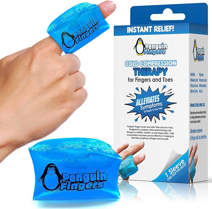 Finger Ice Pack, Finger and Toe Cold Gel Reusable Cryotherapy Compression Sleeve for Injuries, Arthritis, Tendonitis, Gout, or Sprains, No-Toxins and Latex Free.