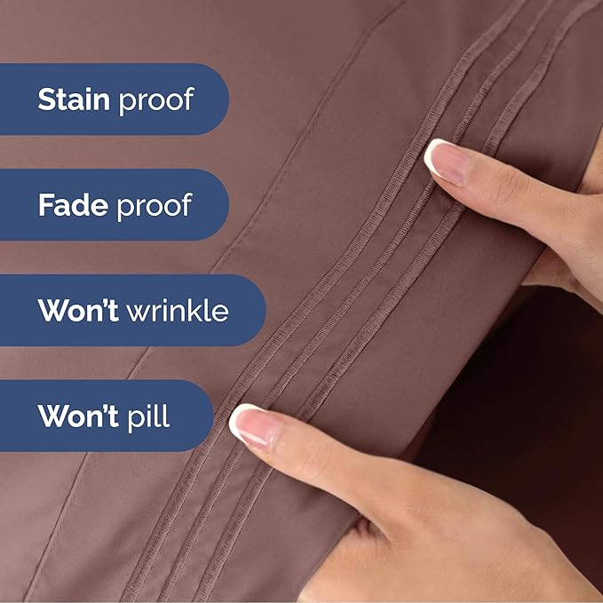 Cal King Size 4 Piece Sheet Set - Extra Soft, Breathable & Cooling Sheets - Hotel Luxury Durable Bed Sheets for Women & Men - Deep Pockets, Easy-Fit & Wrinkle-Free Sheets - Clay Oeko-Tex Bed Sheet Set