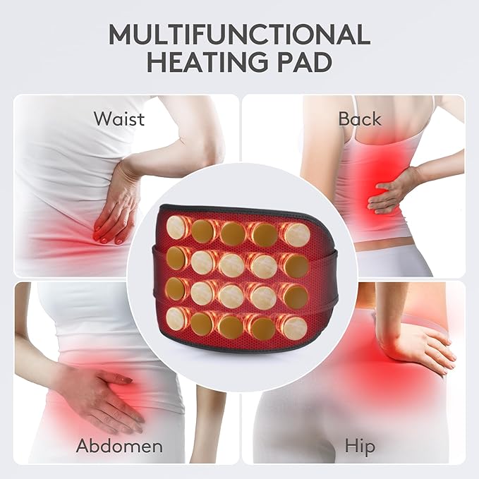 UTK Far Infrared Heating Pad for Back Pain Relief, Hot to 159℉, Gift for Women Men, Heating Pads for Lower Back, 24 Timers Auto-Off, 20 Natural Jade, 35-55" Adjustable Size