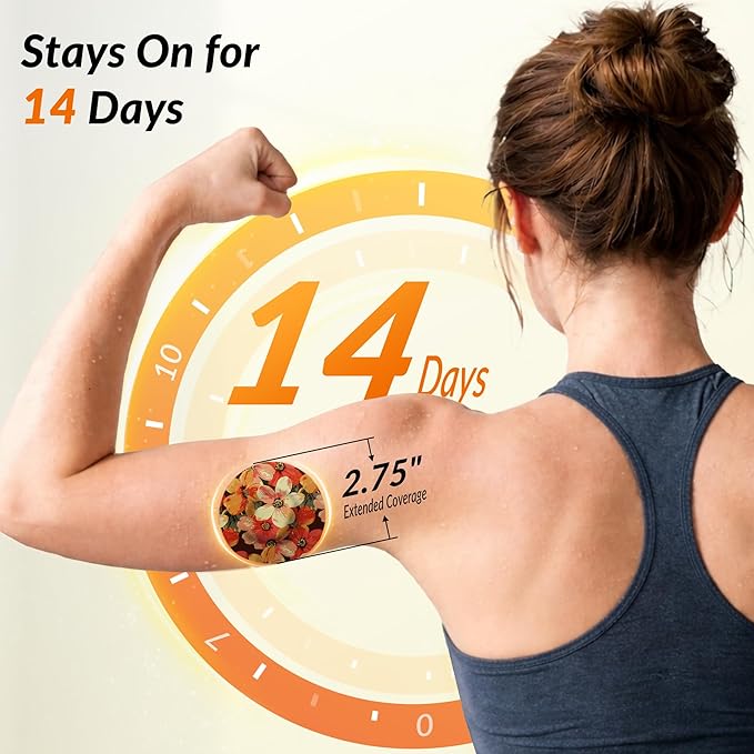 Libre 3 & Plus Sensor Covers Waterproof, Amolyfe 10 Pack Freestyle Libre 3 Sensor Covers, Bump-Proof with Hard Cap for Free Style Glucose Sensor, Easy-Peel Tab 14-Day Protection (Tropical Flower)