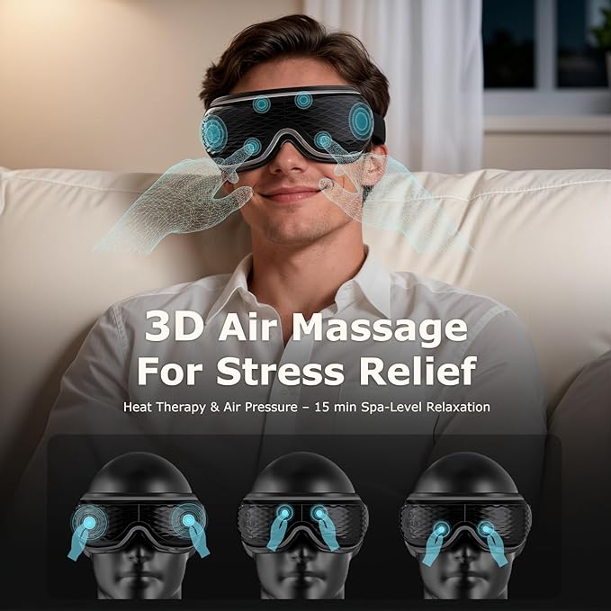 ALLJOY Eye Massager with Heat and Cooling, Lightweight Eye Massager with Removable Gel Mask, Mothers Day Gifts for Women Men Her Him Eye Care Devices for Migraine, Reduce Dry Eyes