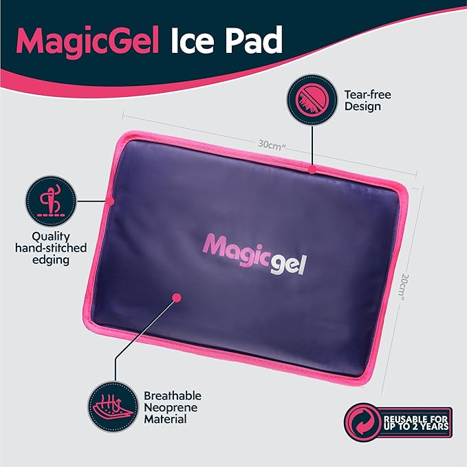 Magic Gel Premium Ice Pack - Reusable Gel Ice Pack (11.8" x 7.8") for Icing Injuries, Pain Relief, Cold Compress for Reducing Swelling - FSA HSA Eligible - | Flexible & Foldable 1 Count (Pack of 1)