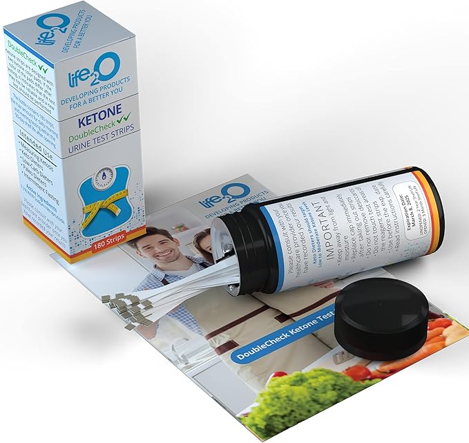 life2O DoubleCheck Ketone Test Strips 180ct, 50x More Dependable Keto Test, Ketosis Test Strips for Urine, Ketones Urinalysis Urine Test Strip for Ketogenic, Low-Carb, Paleo & Atkins Diets