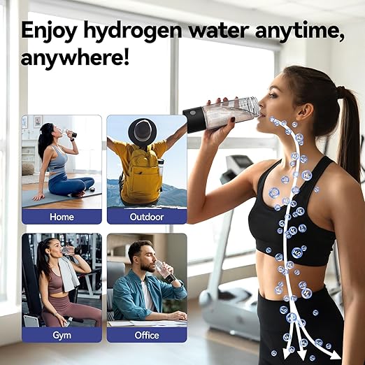 Hydrogen Water Bottle, 2200PPB in 3 Mins Hydrogen Water Generator, SPE PEM Technology, 14oz Portable Hydro Water Machine for Home, Travel, Gym | Best Health Gift for Family & Friends