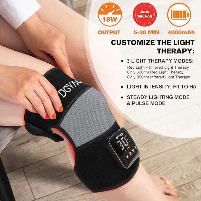 TUOB Red Light Therapy for Knee, 660nm & 850nm Red Infrared Light Therapy with Cordless Rechargeable Controller, Portable Light Therapy Device for Knee Elbow Shoulder Pain Relief