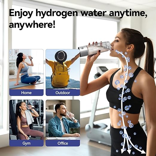Hydrogen Water Bottle, 2200PPB in 3 Mins Hydrogen Water Generator, SPE PEM Technology, 14oz Portable Hydro Water Machine for Home, Travel, Gym | Best Health Gift for Family & Friends