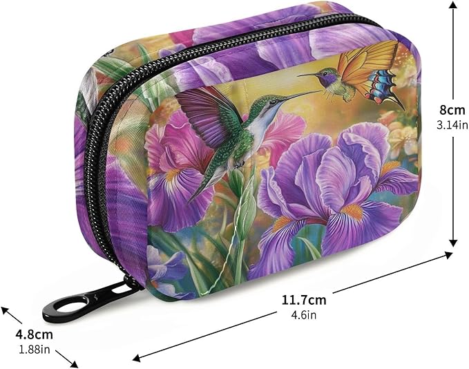 Travel Pill Case Spring Hummingbird Flower Weekly Small Pill Box 7 Day Pill Box Pill Organizer Bag