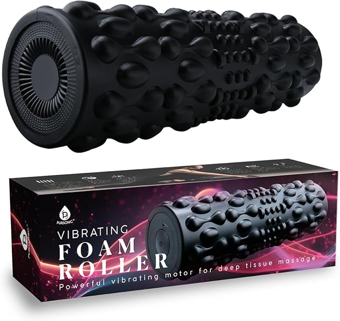 PURSONIC Vibrating Foam Roller – Deep Tissue Massage for Muscle Recovery – 5 Intensity Levels, USB Rechargeable, Durable & Lightweight Design