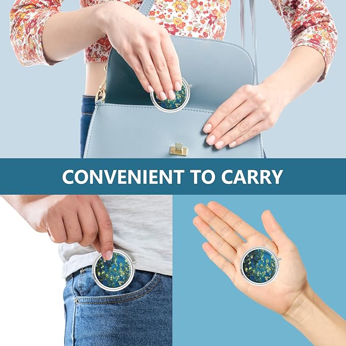 Pill Box 3 Compartment Small Pill Case,Portable for Pocket or Purse Pill Organizer Pill Container Holder to Hold Vitamins, Medication, Fish Oil and Supplements(Green Marble)