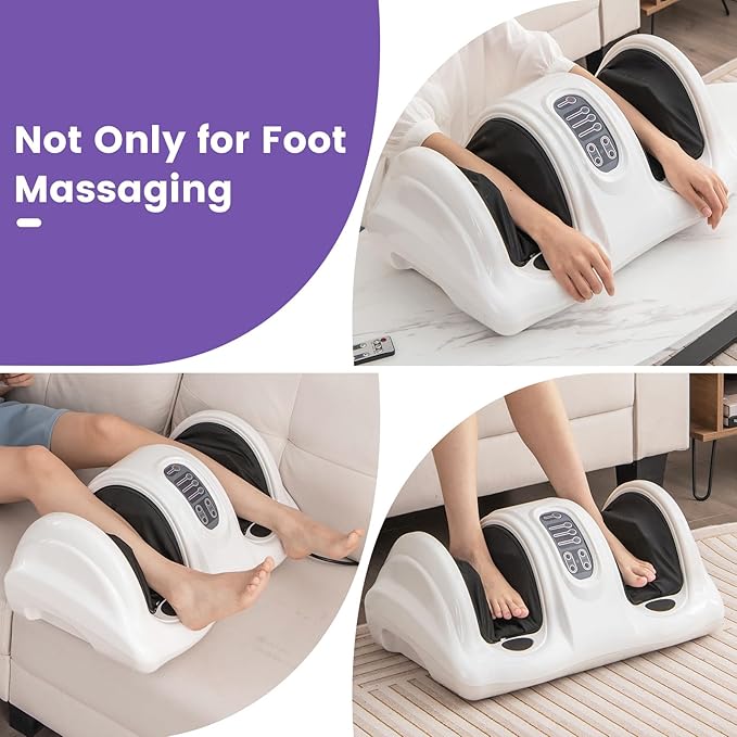 Giantex Shiatsu Foot Massager Machine for Feet, Leg Calf Ankle, Relieve Pain, Spa Gift Deep Kneading Rolling Massage, Electric Shiatsu Feet Massager w/Remote, 4 Modes, White