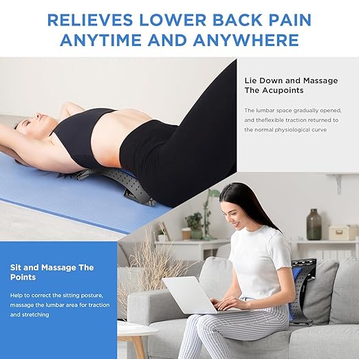 Back Stretcher for Lower Back Pain Relief, 4 Level Adjustable Lumbar Back Cracker Board, Back Cracking Device, Back Massager for Scoliosis, Spine Decompression and Lumbar Decompression(Black)