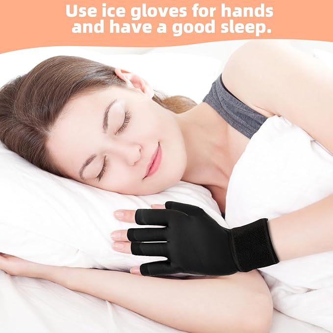 Finger Arthritis Compression Hand Ice Pack Gloves for Pain Relief, Adjustable Wrist Ice Pack for Hot & Cold Therapies, Reusable Gel Finger Ice Glove Sleeve for Tendinitis, Carpal Tunnel