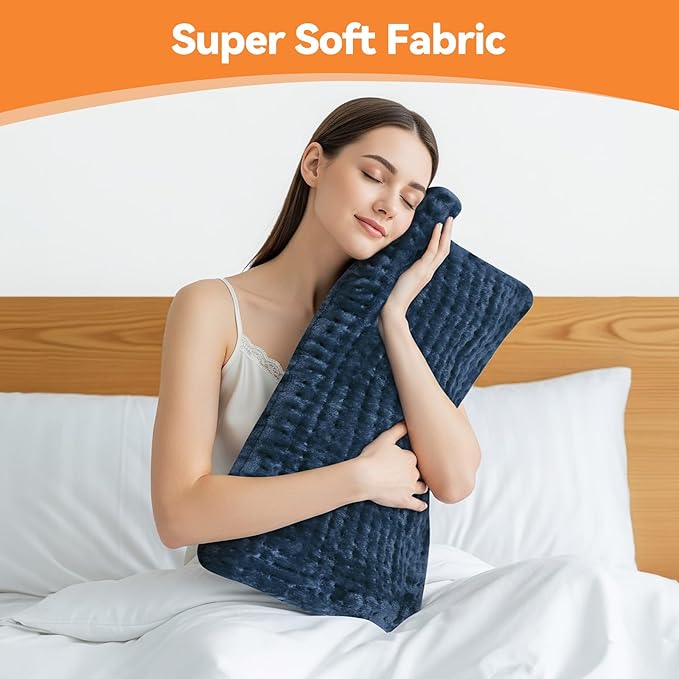 Heating Pad for Back Pain, Electric Heat Pad with 9 Heat Levels & 4 Auto-Off Timers, Portable Heating Pad for Period Cramps, Shoulder, Neck, Machine Washable, Gifts for Women and Men, Blue, 24''×12''