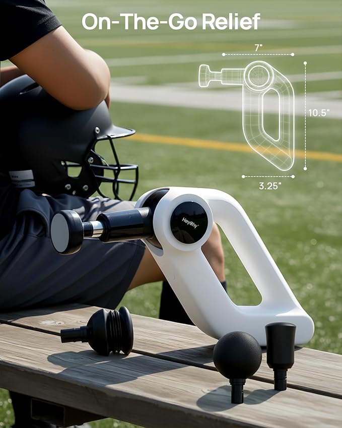 Massage Gun Deep Tissue with Heat Therapy, 12mm Amplitude Muscle Massager for Athletes, 5 Speeds & 4 Modes Massager Gun for Neck Back Shoulder Leg Pain Relief - Perfect for Men, White
