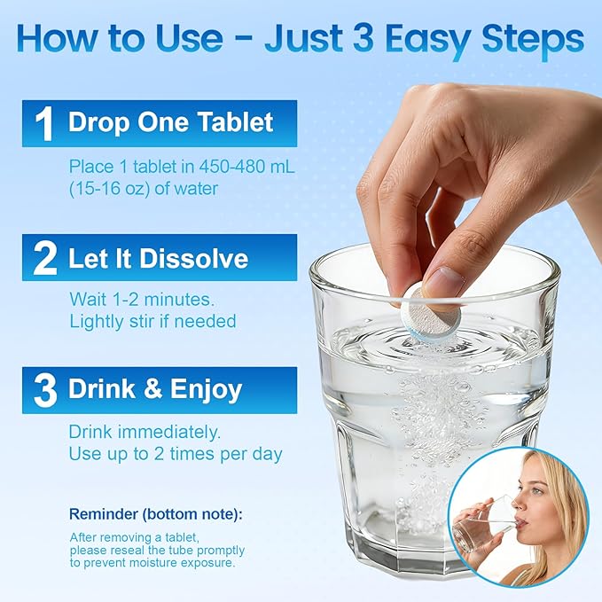 Hydrogen Water Tablets 16 PPM, Molecular Hydrogen H2 with Magnesium, Dissolvable Hydrogen Tablets for Water, Cellular Energy and Brain Support, Healthy Aging Support, 60 Count