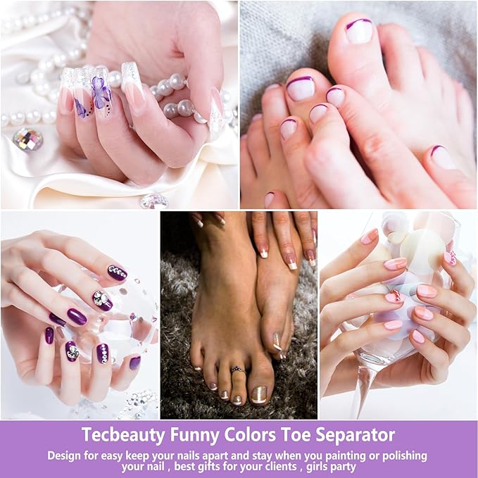 Toe Separators Set - 52 Pieces Premium Pedicure Tool, Spa Party Salon Polishing Separator (Purple)