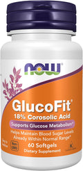 NOW Foods Supplements, GlucoFit® with 18% Corosolic Acid, Supports Glucose Metabolism*, 60 Softgels